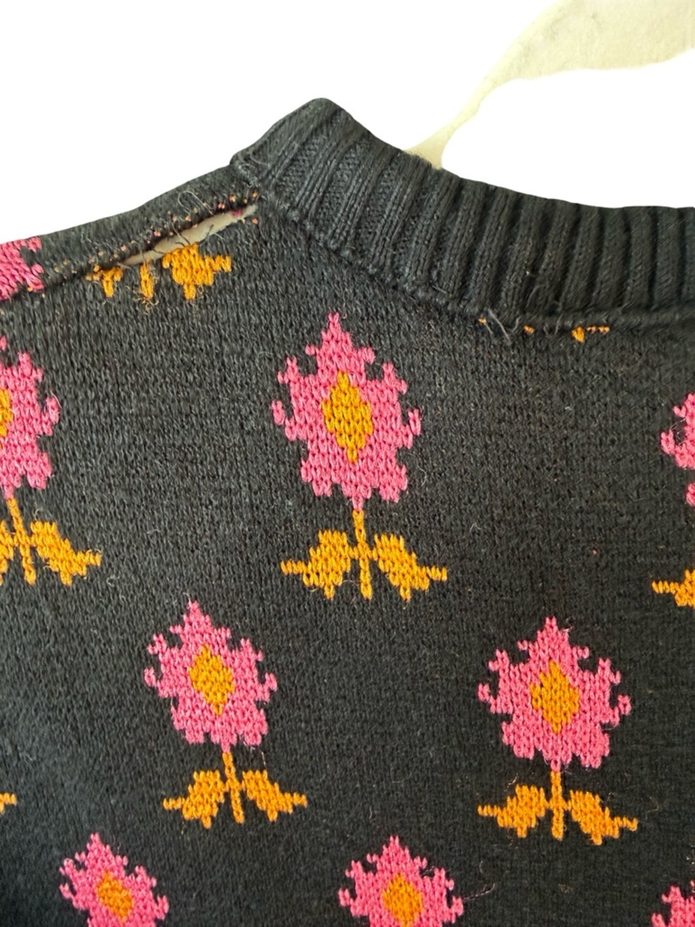 Vintage Johnathan Martin Black Floral Knit Dress with Pink & Gold Pattern Size S - Picture 11 of 16